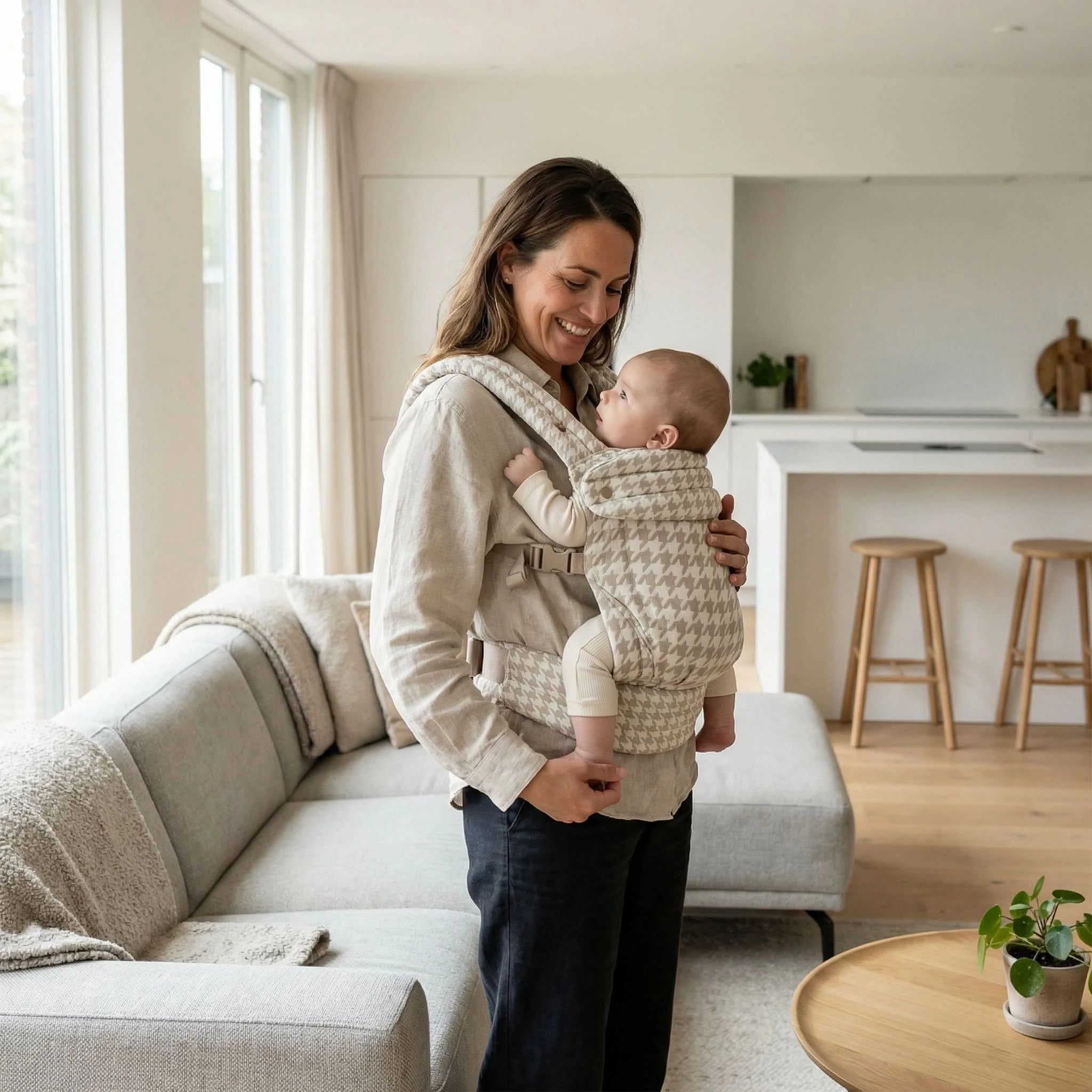 Amari - Ergonomische Baby Draagzak - Pied de Poule Patroon