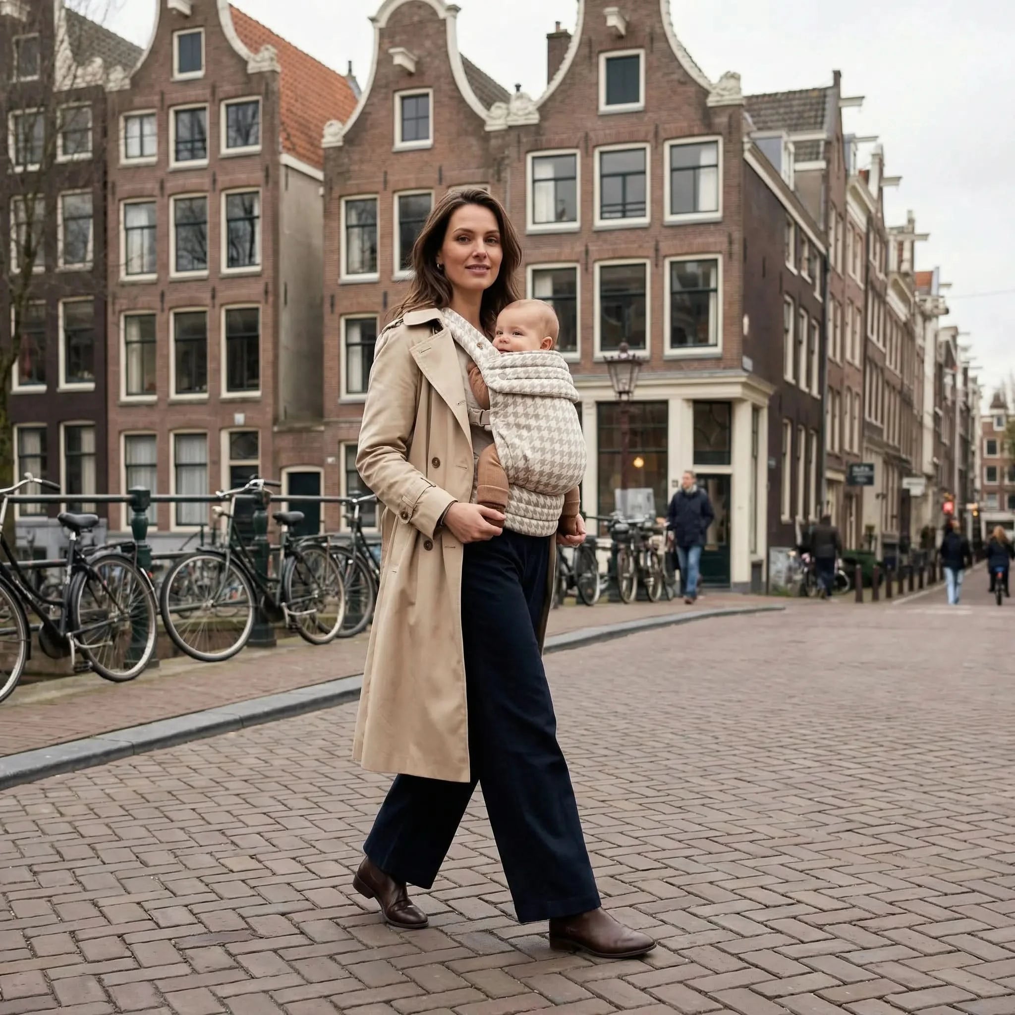 Amari - Ergonomische Baby Draagzak - Pied de Poule Patroon